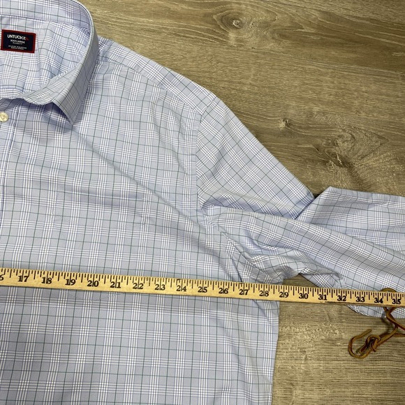 UNTUCKit Mason Perf Shirt Mens 3XL Blue Plaid Relaxed Fit Button Front Casual - Picture 3 of 7